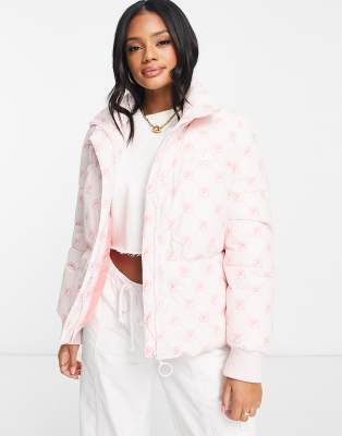 Fila printed puffer jacket with logo in pink