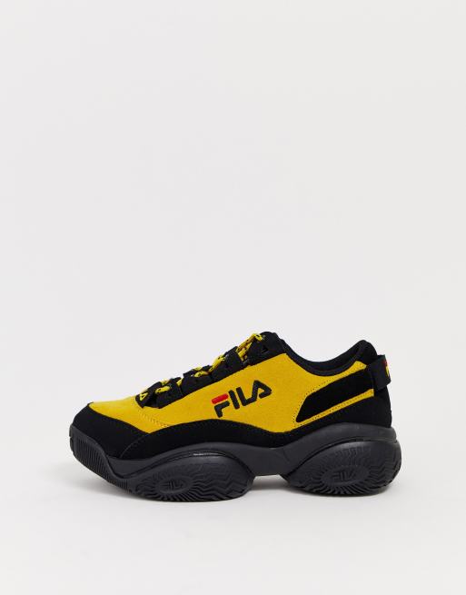 Black and yellow fila cheap shoes