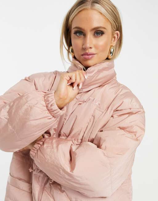 Fila puffer shop jacket pink