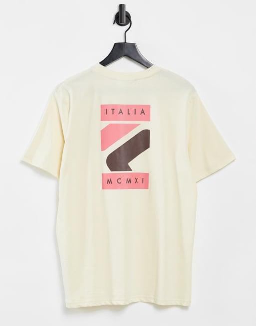 Fila Quartz Box Logo Backprint T Shirt In Beige Asos