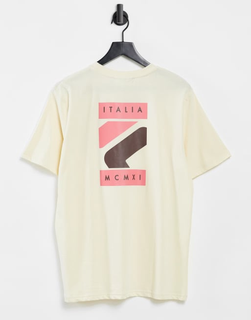 Fila Quartz Box Logo Backprint T Shirt In Beige Asos