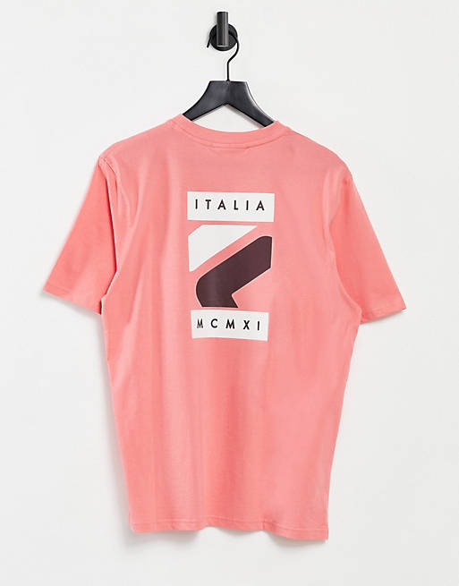 Men Fila Quartz box logo backprint t-shirt in pink 