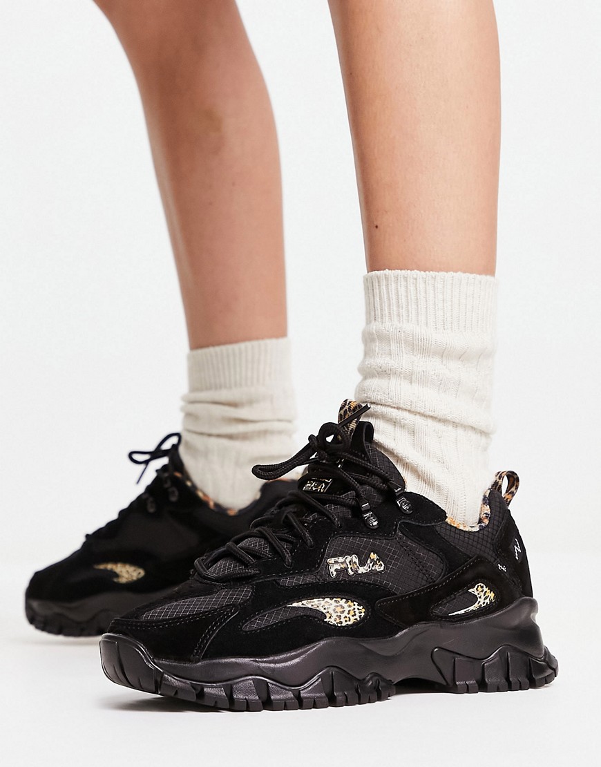 Ray Tracer sneakers in black and leopard print