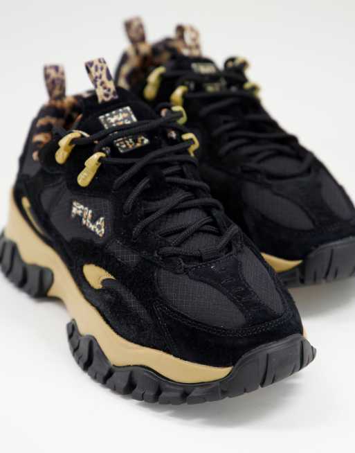 Fila Ray Tracer TR2 trainers with leopard print in black