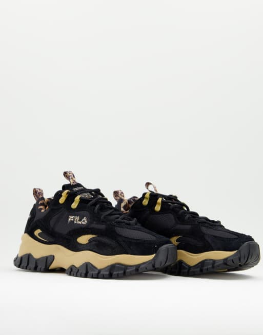 Fila Ray Tracer TR2 trainers with leopard print in black