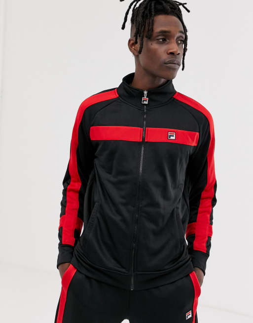 Fila Renzo track jacket with taping in black