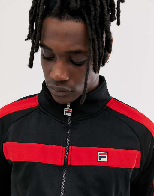 Black and red fila jacket sale