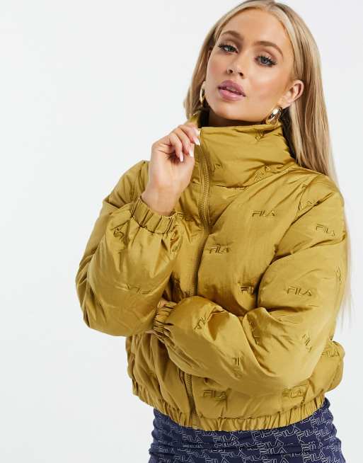 repeat logo puffer jacket in gold FaoswalimShops