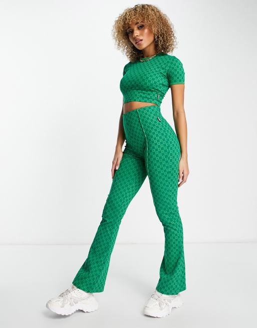 retro flare pants in green | ASOS