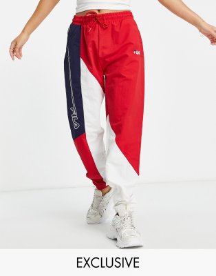 Fila retro joggers in red and navy