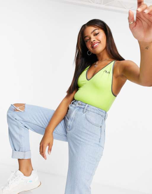 Fila ribbed body in lime