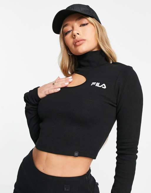 Fila ribbed cut out top in black