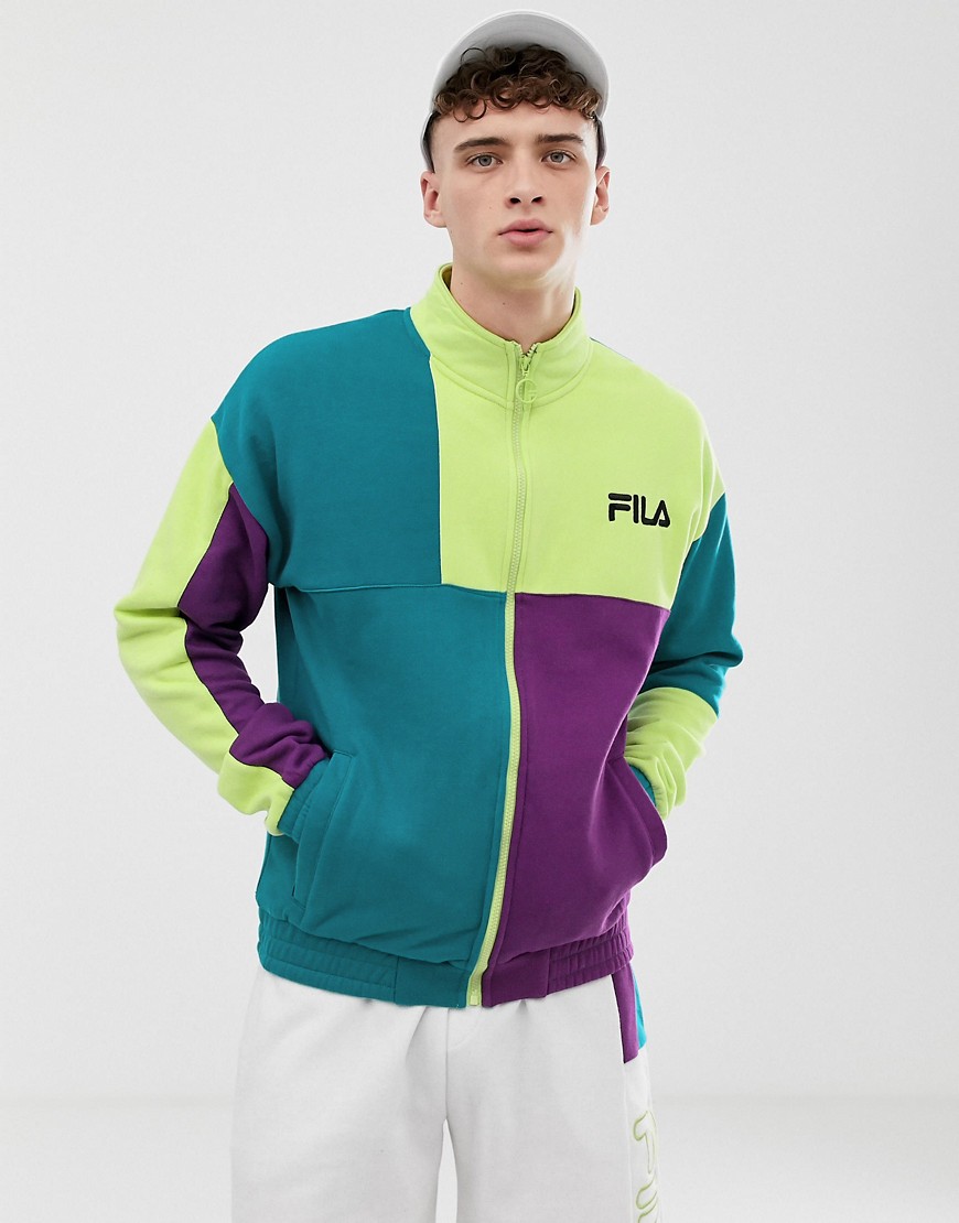 Fila - Roland - Sweater met rits en kleurvlakken in groen