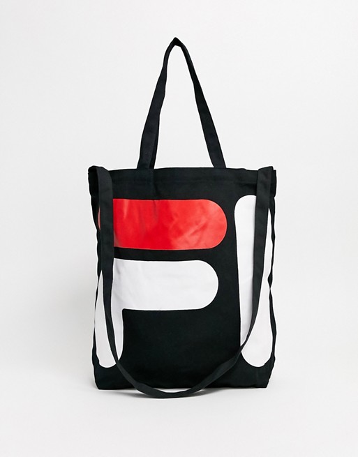 Fila Roller exploded logo tote bag in black