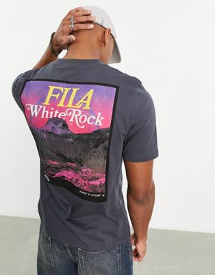 Fila Rory t-shirt with back print in washed black