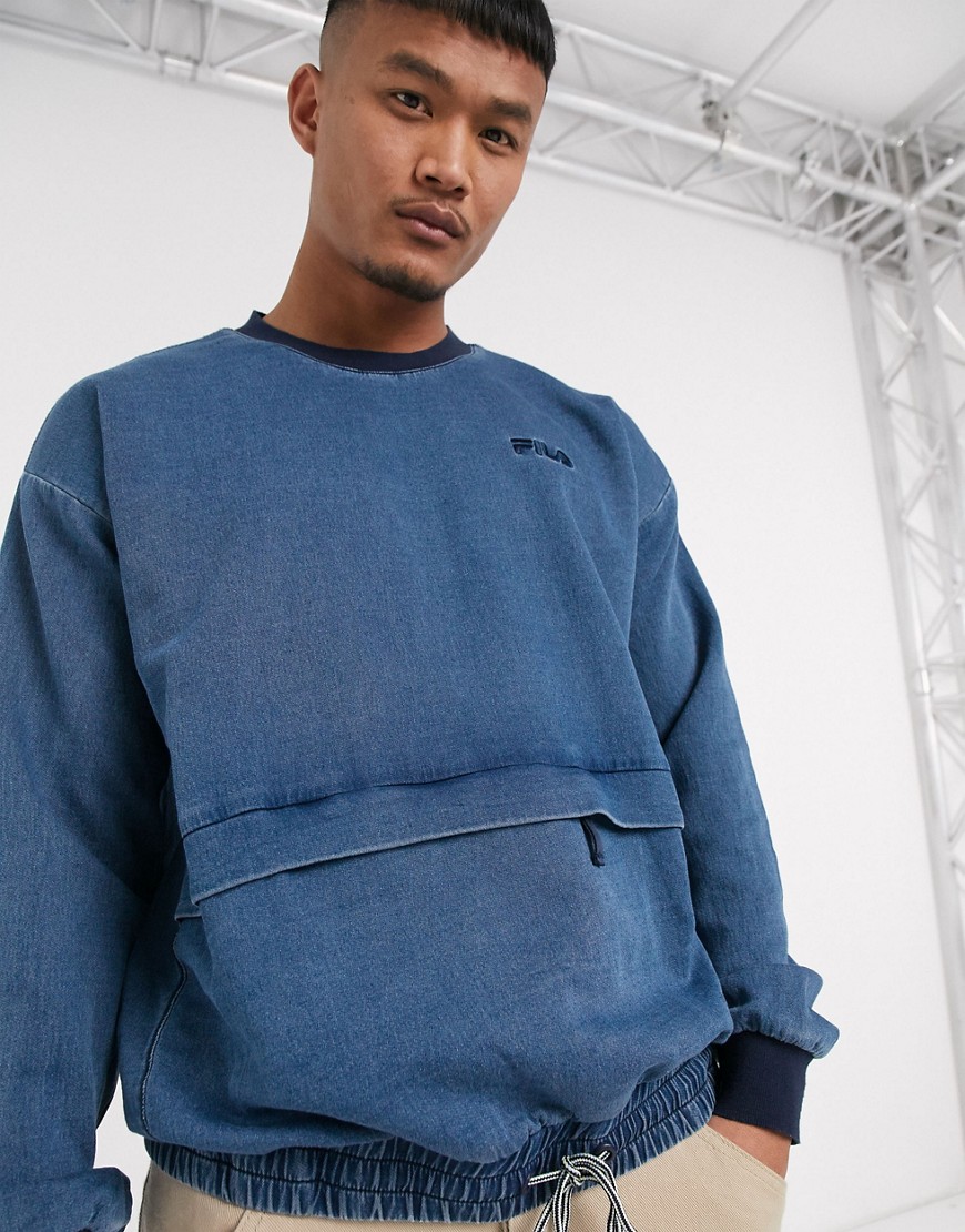 Fila - Ruggiero - Denim sweater zonder sluiting in blauw
