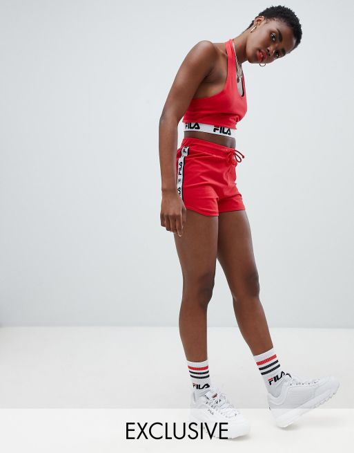 Fila crop top and shorts deals set