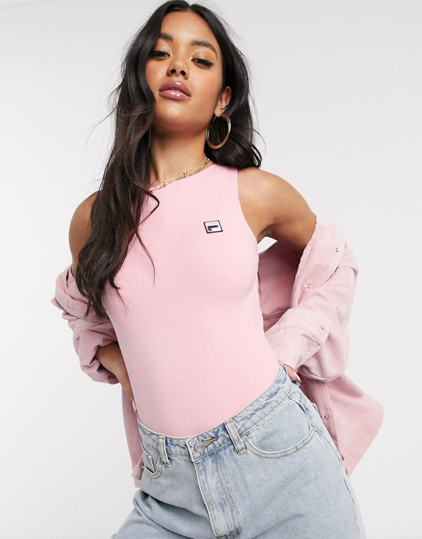 Fila scoop back body with logo-Pink