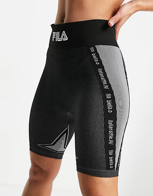 Fila seamless panel legging shorts in grey