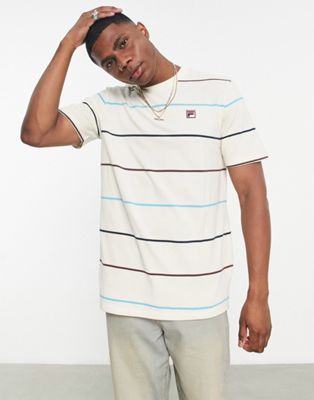 Fila striped t-shirt with branding in ecru