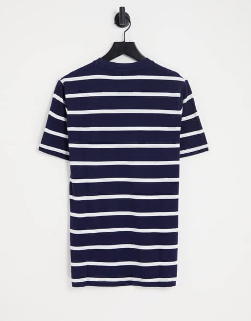 Fila striped t shirt with logo in navy and white