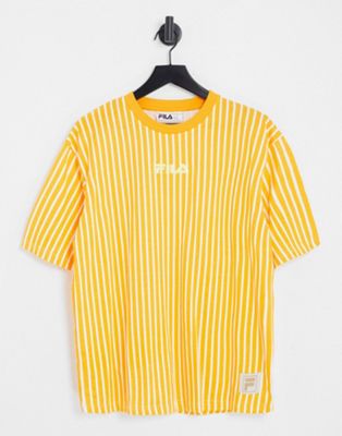 Fila striped t-shirt with logo in orange - exclusive to ASOS
