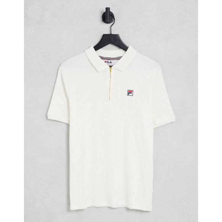 Fila striped zip polo in ecru