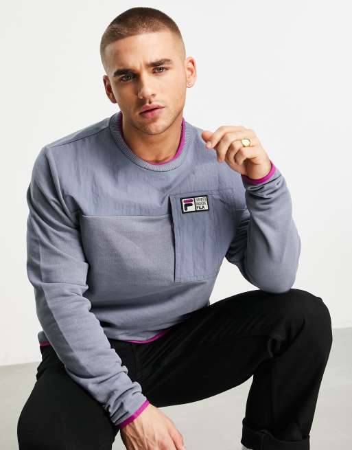 Fila - Sweat effet color block à logo - Bleu