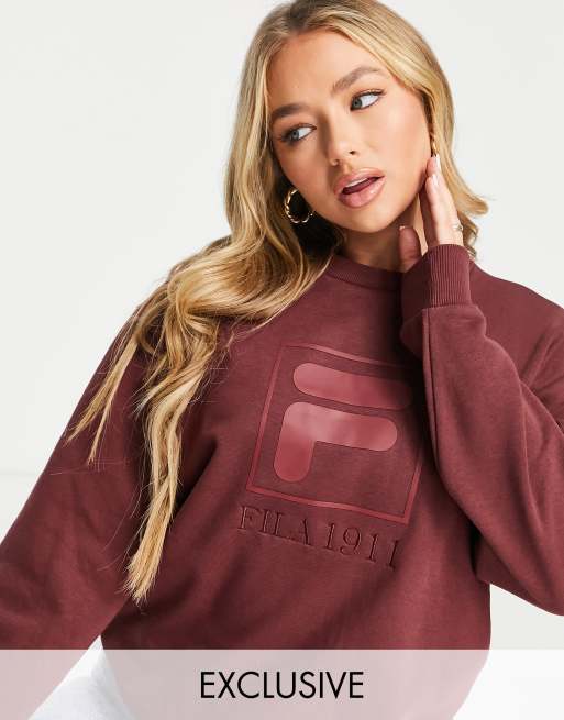 Fila Sweat oversize logo ton sur ton Rouge ASOS