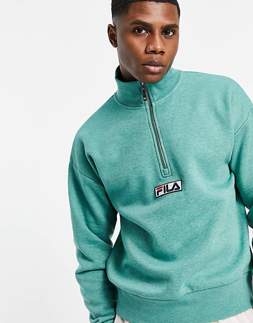 Ontcijferen Seraph presentatie Fila - Sweater met korte rits en logo in groen | ASOS