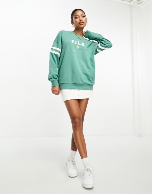 Fila Sweater met ronde hals en logo in collegestijl in groen