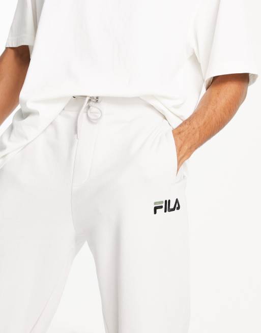 Vintage Fila Sweatpants Jet Black Fleece White Logo Baggy Fit Y2K