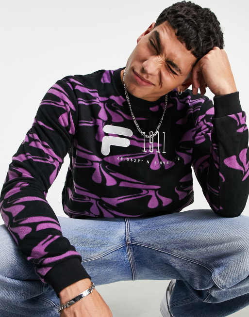 Fila - Sweatshirt med logo i sort og lilla