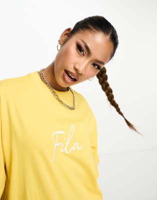 Fila - T-Shirt in Gelb mit Grafikprint