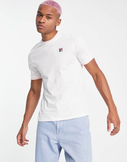 Fila t shirt with logo in ecru and pink ASOS