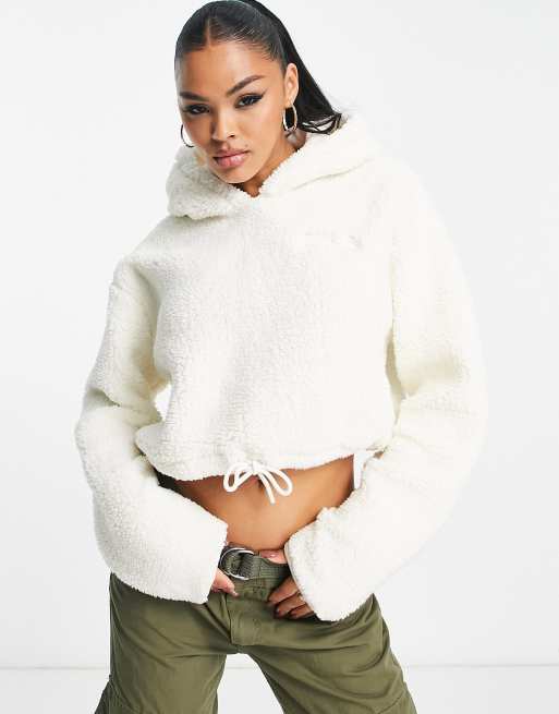 Teddy cropped clearance hoodie