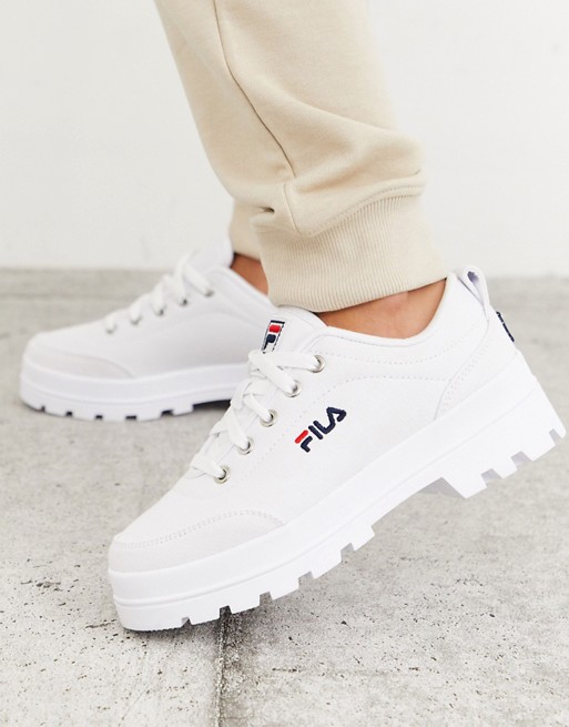 Fila Theme canvas chunky trainers in white