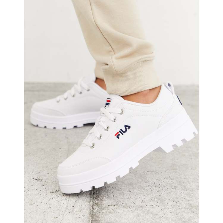 Fila Theme canvas chunky trainers in white ASOS