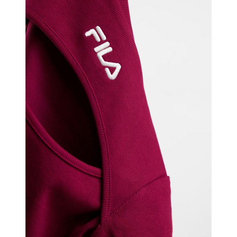 Top qs04I Fila - Top rosso a coste con cut-out
