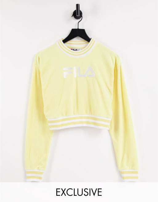 Fila towelling cropped sweatshirt in yellow