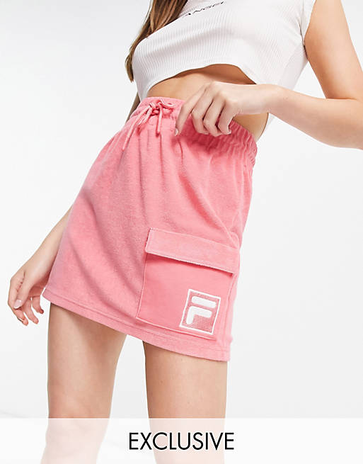 Fila towelling skirt with pocket in pink