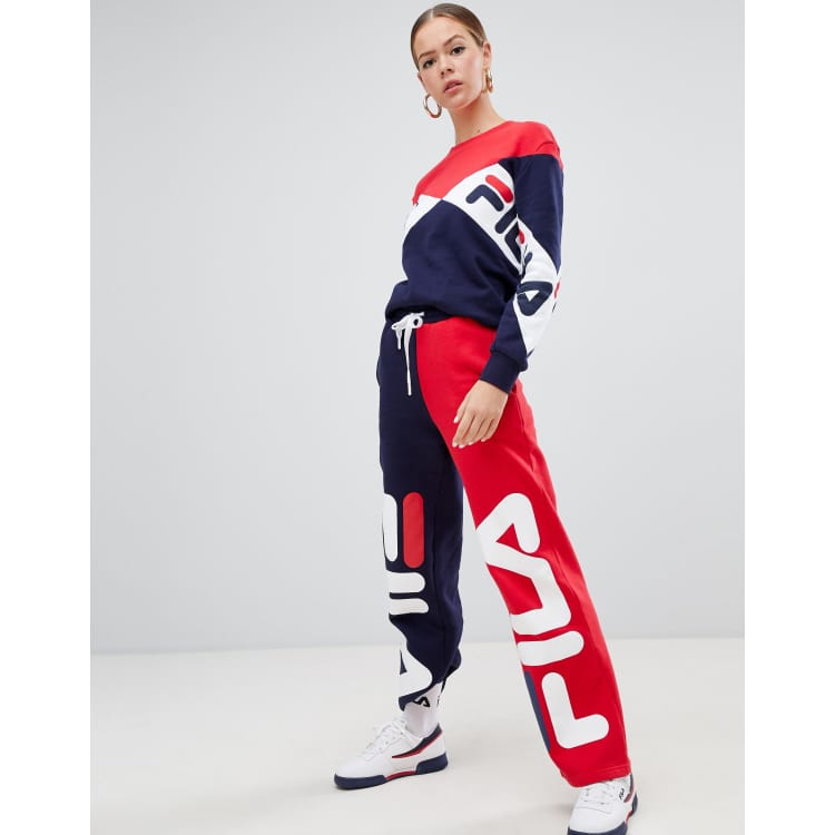 Harde ring patroon Nucleair Fila Tracksuit Bottoms With Large Front Logo In Color Block Two-Piece | ASOS