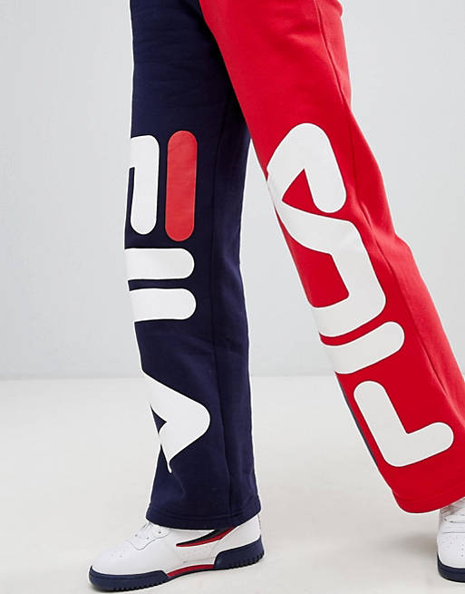 Fila Tracksuit Bottoms With Large Front Logo In Color Block Two