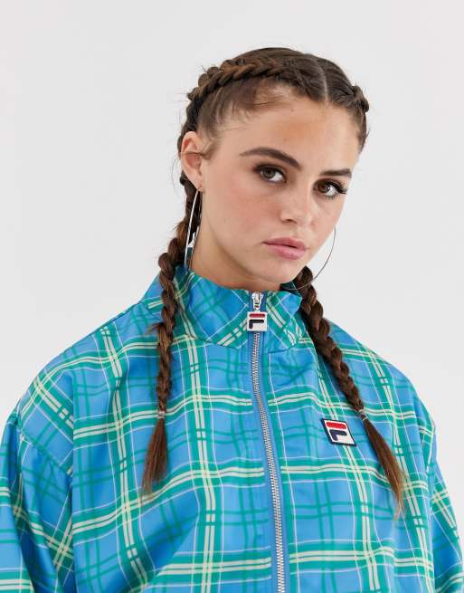 Fila tracksuit jacket in check two piece