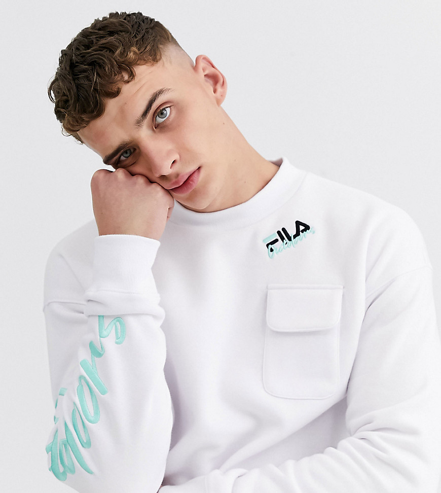 Fila Trekip mock neck pocket sweater in white exclusive at ASOS