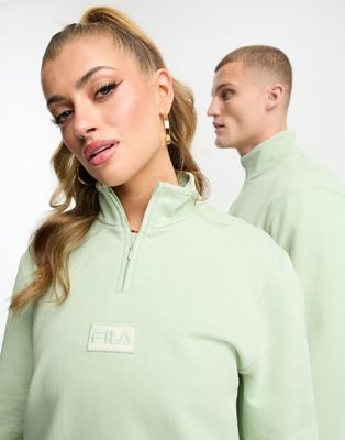 Fila unisex Tuss 1/4 zip fleece in green - ASOS Price Checker