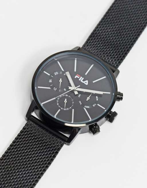 Fila – Uhr mit goldenem Armband und blauem Zifferblat