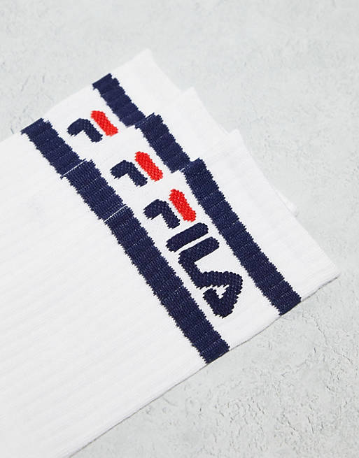 white 3 crew ASOS logo in | navy and pack socks unisex Fila
