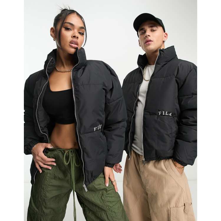 Fila Unisex color blocked puffer with logo in black