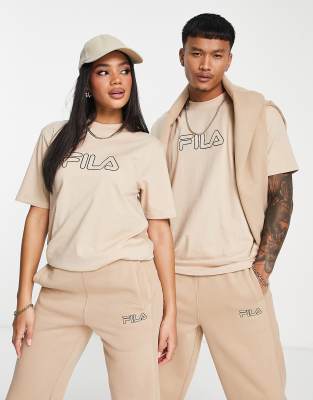 Fila Unisex heritage t-shirt in beige-Brown